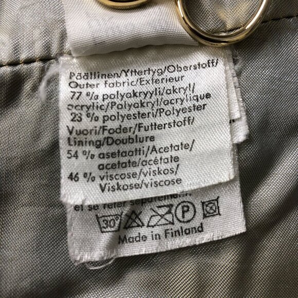 Vtg Skila Finland Faux Fur Coat 10 Nordic Floral Pattern Toggles Plush Neutral - Picture 11 of 11